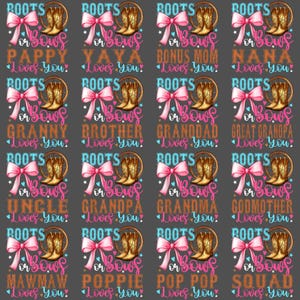 Boots Or Bows PNG – Rolig Clipart för könsavslöjande fest, familjematchande sublimering digital nedladdning
