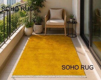 Handmade Solid Mustard Yellow Area Rug | Minimalist Modern Texture rug