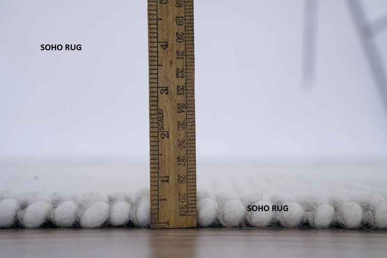 Ruler Rug Chunky Wool Rug, Ivory Hand-knitted Area Rug, Textured Boho Rug - Etsy