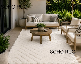 Cream Faux Fur Rug | Cozy Plush Shag Carpet for Modern Home Decor Rug.