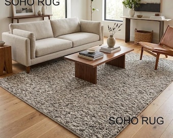 Handwoven Wool Area Rug, Textured Neutral Flatweave, Modern Minimalist Rug.