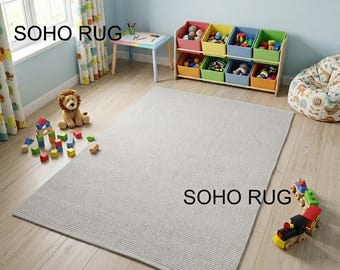 Soho Cream & Gray Woven Rug - Contemporary Nordic Style Area Rug.