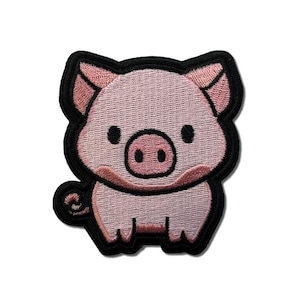 Cute Pink Pig Embroidered Patch - Kawaii Little Piggy Iron-on Badge - Adorable Animal Spirit Decal for Backpacks, Jackets & Tote Bags