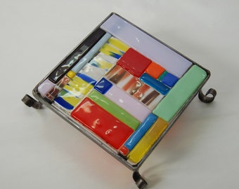 SALE ! Decorative glass hot-pot holders handmade by dalit glass