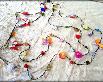 SALE Colorful beaded long&double necklace handmade by dalit-glass-FREE SHIPPING