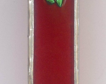 Stained&Fused glass RED MEZUZAH hand made by dalit-glass dalitglass