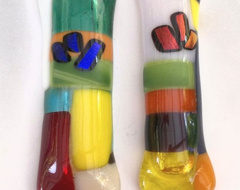 SALE !!! 2 Small fused glass handmade Mezuzah mezuza by Dalit Glass