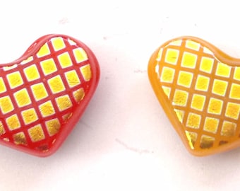 50% off!!! 2 HEARTS magnets espacially for VALENTINE DAY fused glass handmade by dalit glass free shipping