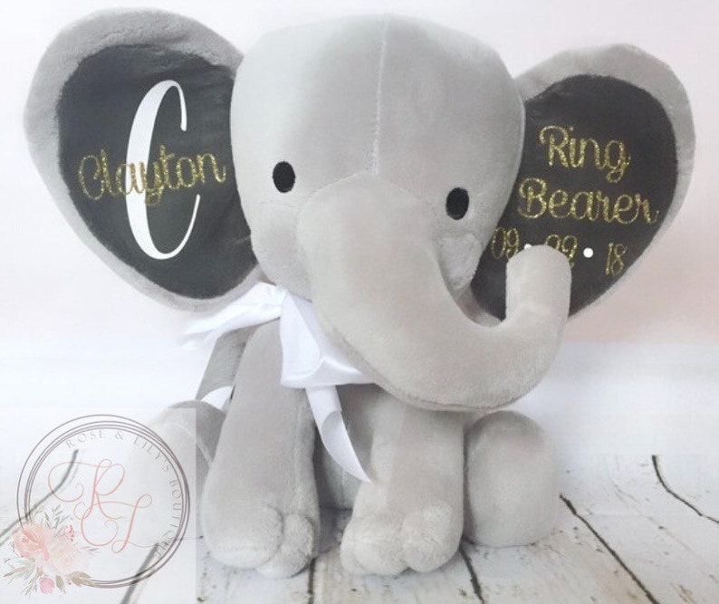 Personalized Elephant, Ring Bearer Gift, Personalized Ring Bearer Present, Wedding Gift, Gift for Ring Bearer, Bridal Party Gift image 4