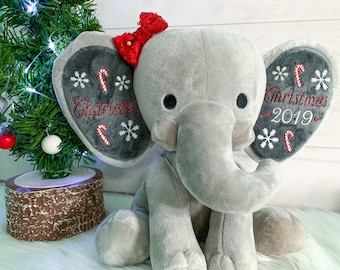 Personalized Elephant, Baby's First Christmas, First Christmas Present, Baby's First Christmas Gift, Christmas 2022, Christmas Elephant