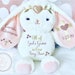 Personalized Bunny, Gift for Baptism, Baby Girl Present, Personalized Baptism Gift, Christening Gift, First Birthday Gift, Baptism Gift 