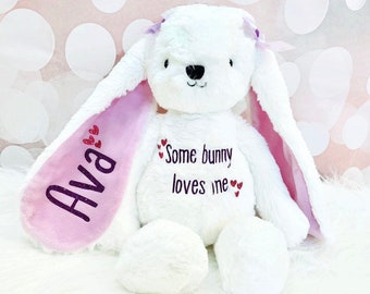 Personalized Bunny, Easter Present, Baby Gift,Easter Bunny, Flower Girl Gift, First Birthday Gift, Valentines Day Gift, Bunny Stuffed Animal