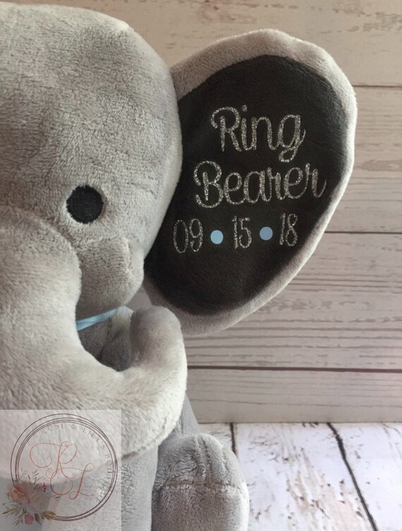 Personalized Elephant, Ring Bearer Gift, Personalized Ring Bearer Present, Wedding Gift, Gift for Ring Bearer, Bridal Party Gift image 3
