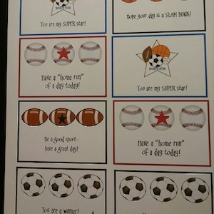 Printable Sports Lunch Box Notes