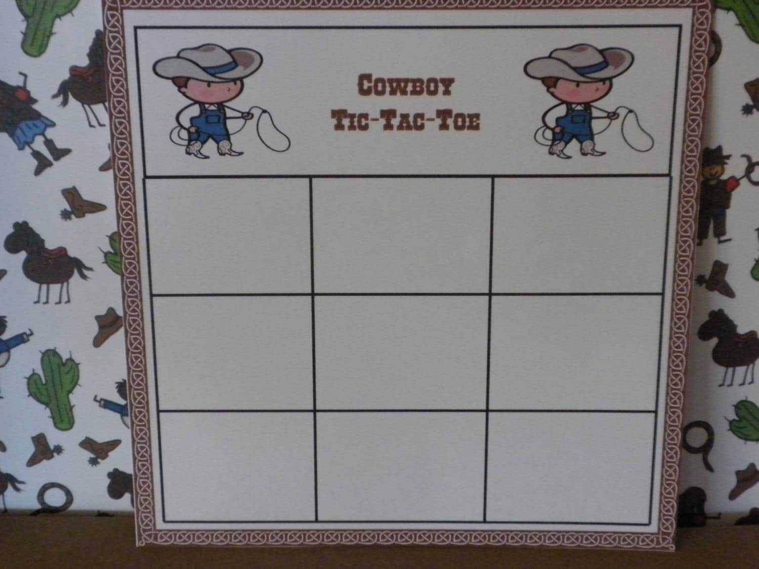 Printable Cowboy Tic Tac Toe Game - Etsy