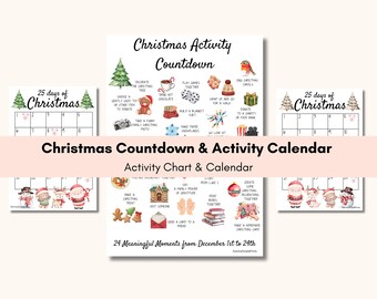 Christmas Countdown & Activity Calendar – Printable Holiday Chart for Kids