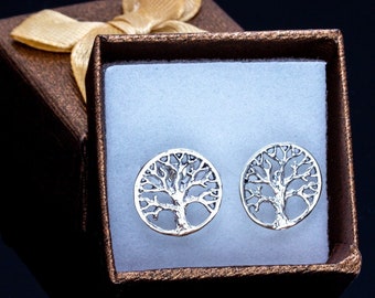 Tree of Life stud earrings, Hanukkah earrings