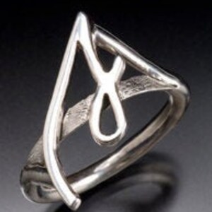 Silver initial ring letter S or J cursive representing Spirit of women gift for her handmade cute simple band quick shipping  available