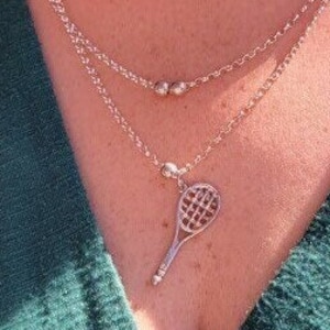 Tennis Racquet Necklace, sterling silver, tennis player jewelry, tennis charm necklace, gift for girlfriend, sports birthday gift