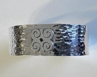 Hammered Sterling Silver Cuff Bracelet: Dwennimmen Adinkra Symbol, Aries birthday gift
