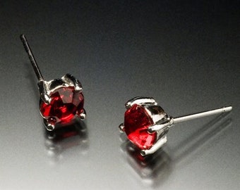 Red Crystal, stud earrings,Ruby color crystal studs,  January Birthstone, handmade jewelry, Birthday gift