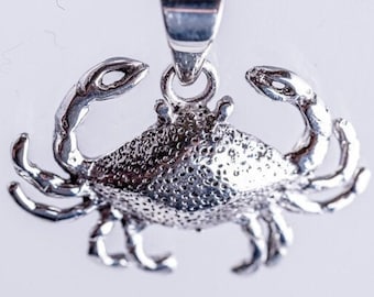 Silver Crab Necklace,  Cancer Zodiac sign, nautical gift