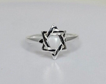 Star of David silver ring, minimalist jewelry