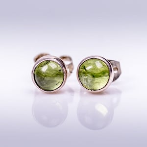 Peridot stud earrings, Sterling silver round green August birthstone, Great studs for men, children, and women, Mothers day gift
