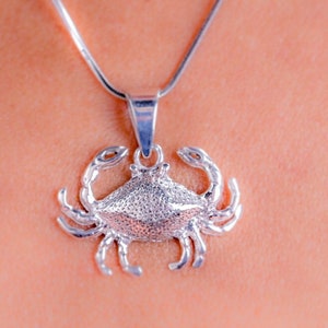 Crab Necklace, sterling silver handmade jewelry,  Cancer Zodiac sign, nautical gift