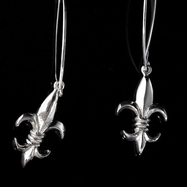 Boucles d’oreilles en argent Dangle Fleur de lis Louisiane Canada Louisville Boys Scouts Sterling bijoux signés ensembles disponibles Symbole de l’État de Louisiane