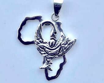 Africa Sankofa bird pendant, handmade in Sterling silver   remembering to honor elders and ancestors of The motherland, African Diaspora Day