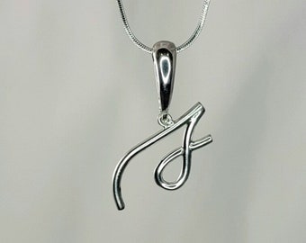 Silver initial necklace, letter S cursive pendant, gift for her, handmade cute simple