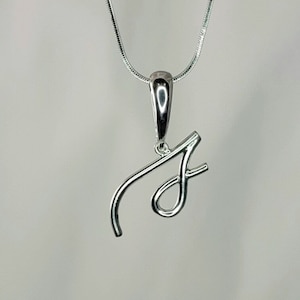Silver initial necklace, letter S cursive pendant, gift for her, handmade cute simple