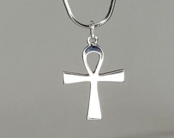 Ankh necklace, sterling silver key of life pendant, Kemetic jewelry, occult, goth gift, feminine energy, eternal life