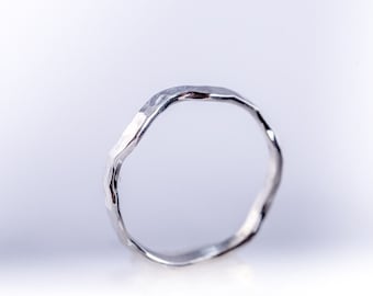 Handmade Wavy Sterling Silver Stackable Ring, Minimalist Jewelry