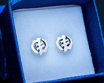 Gye Nyame stud earrings, sterling silver, Handmade God centered jewelry, God First, Adinkra symbol, black owned shop,