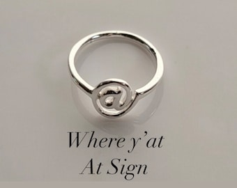 At sign ring, tech workers gift, clever gift idea, @ silver ring, social media jewelry