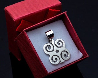 Jewelry for recovery, tough times, illness, Rams horn necklace, Ghanaian, Adinkra symbol Dwennimmen  meaning inner strength, humility