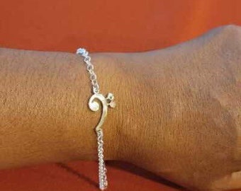 Bass clef link bracelet, left handers gift, handmade, Jazz bass bracelet, great gift for band members, music teachers and music lovers