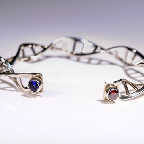 Atom Earring Sterling shops silver with blue crystal Chester Allen science inspired jewelry art Like Attract Like Earrings