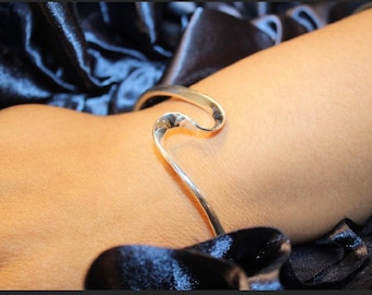 Sterling Silver cuff bracelet, wavy design