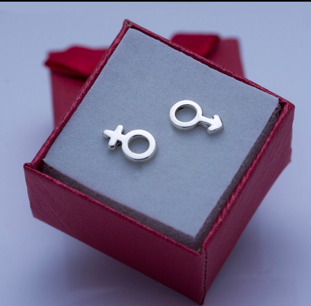 Male Female Symbol Earrings, Gender Fluidity, CIS Stud Earrings, Small
