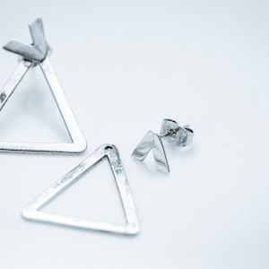 Modern Geometric Triangle Ear Jacket Post Earrings: Artsy Design