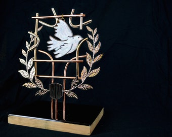 Metal art tabletop sculpture Son of Peace