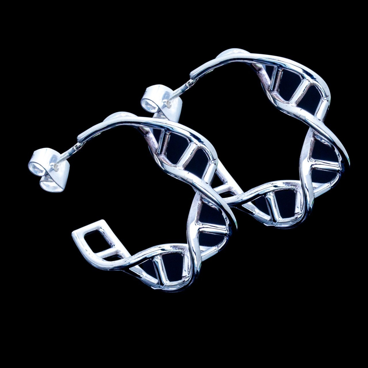 Hoop Earrings Double Helix Sterling Silver Unique Hoops Etsy UK