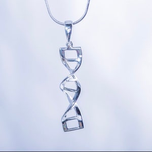 DNA Necklace, double helix pendant for genetic industry gift, sterling silver handmade Necklace science genetics jewelry