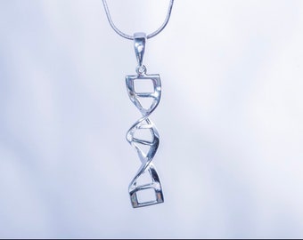 DNA Necklace, double helix pendant for genetic industry gift, sterling silver handmade Necklace science genetics jewelry