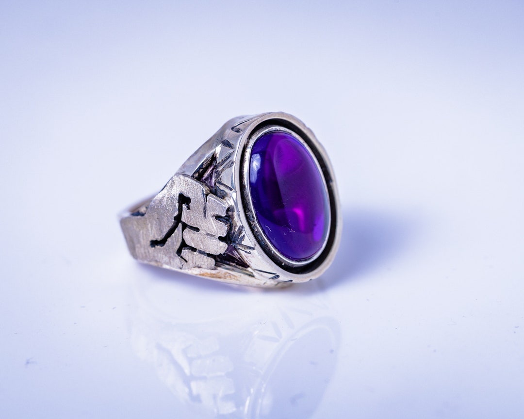 Handmade Silver Amethyst Signet Ring: Clinched Fist Unity Jewelry - Etsy
