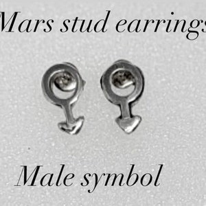Orecchini simbolo maschile, orecchini a bottone Marte immagine 5