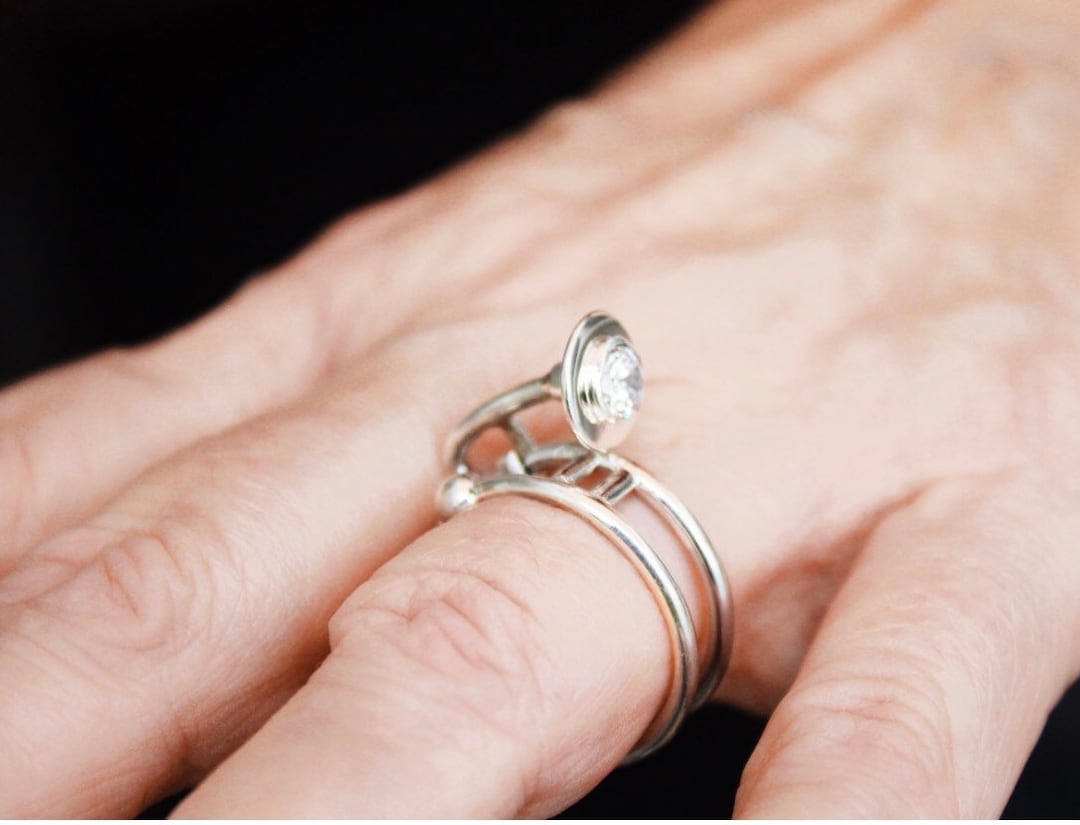 Handmade Silver Trombone Ring: Jazz Music Statement Jewelry